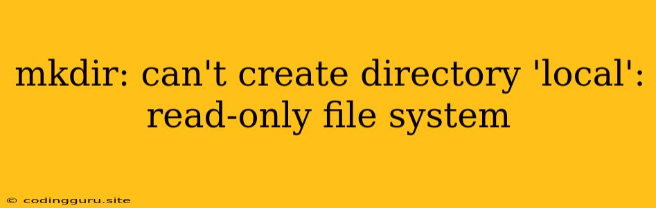 Mkdir: Can't Create Directory 'local': Read-only File System