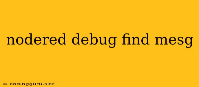 Nodered Debug Find Mesg