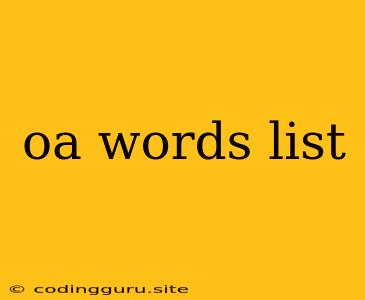 Oa Words List