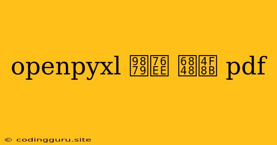 Openpyxl 项目 案例 Pdf