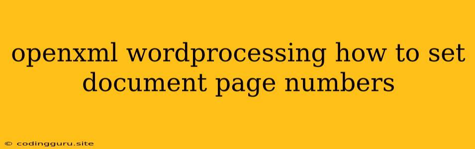 Openxml Wordprocessing How To Set Document Page Numbers