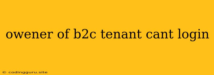 Owener Of B2c Tenant Cant Login