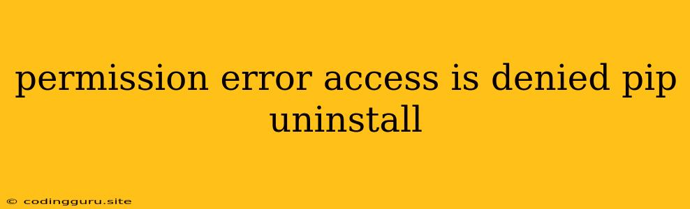 Permission Error Access Is Denied Pip Uninstall