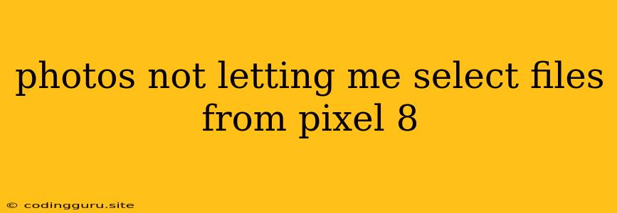 Photos Not Letting Me Select Files From Pixel 8