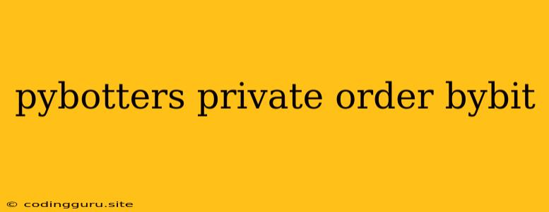 Pybotters Private Order Bybit