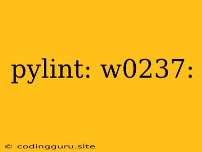 Pylint: W0237: