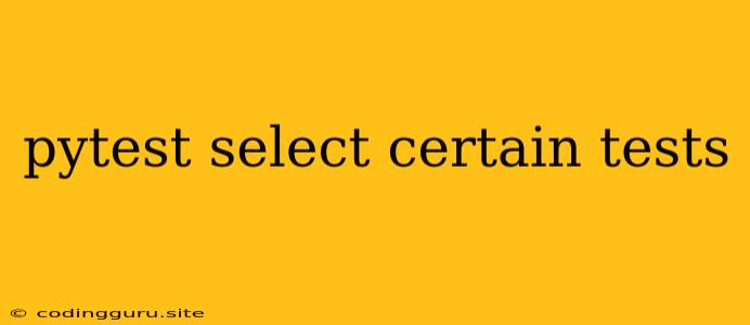 Pytest Select Certain Tests