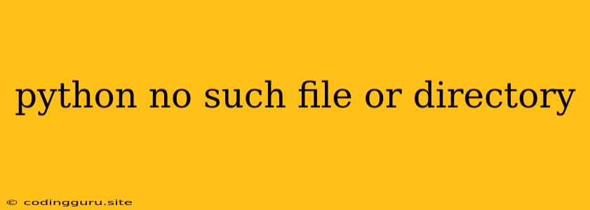 Python No Such File Or Directory