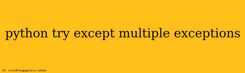 Python Try Except Multiple Exceptions