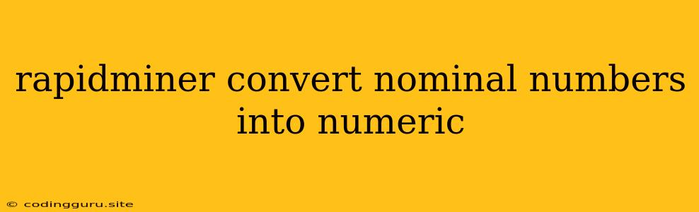 Rapidminer Convert Nominal Numbers Into Numeric