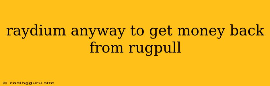 Raydium Anyway To Get Money Back From Rugpull