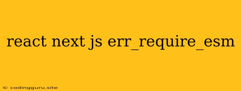 React Next Js Err_require_esm