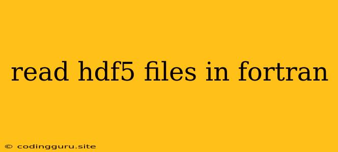 Read Hdf5 Files In Fortran