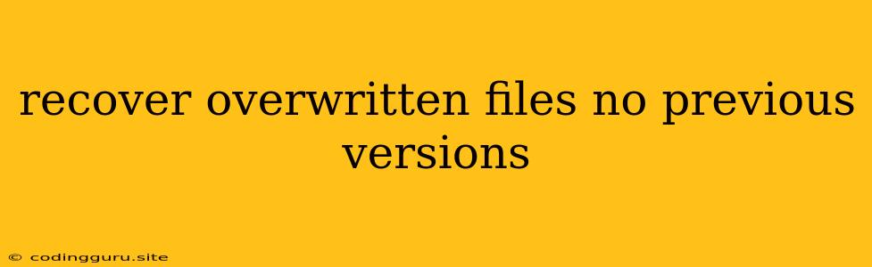 Recover Overwritten Files No Previous Versions