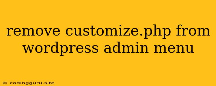 Remove Customize.php From Wordpress Admin Menu