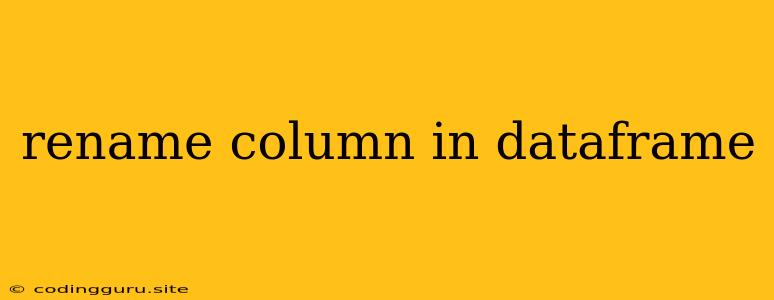 Rename Column In Dataframe