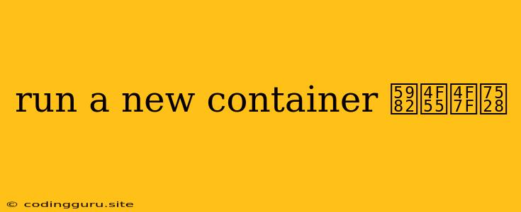 Run A New Container 如何使用