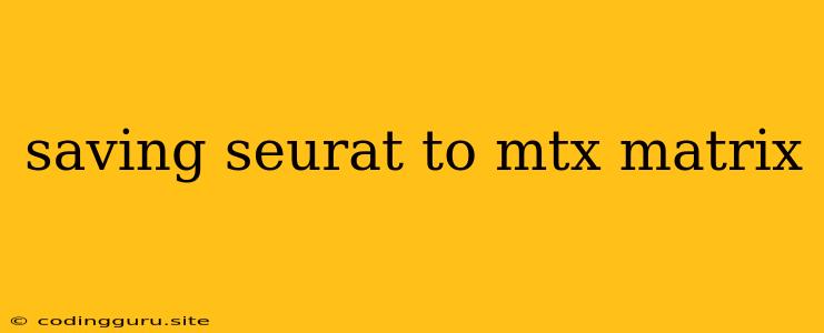 Saving Seurat To Mtx Matrix