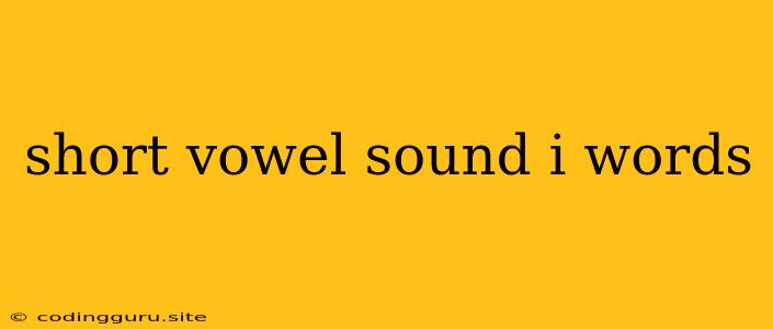 Short Vowel Sound I Words