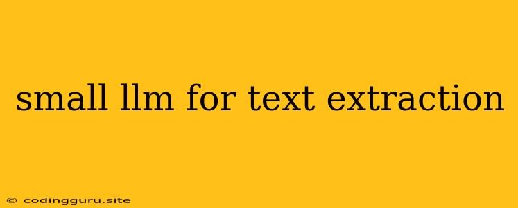 Small Llm For Text Extraction