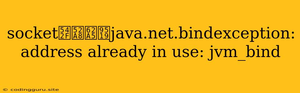 Socket启动报错java.net.bindexception: Address Already In Use: Jvm_bind