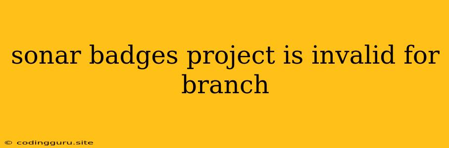 Sonar Badges Project Is Invalid For Branch