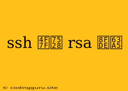 Ssh 使用 Rsa 连接