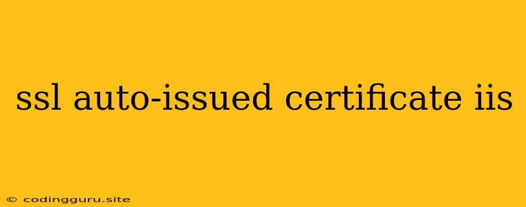 Ssl Auto-issued Certificate Iis