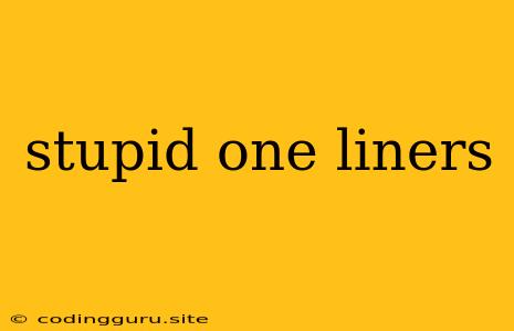 Stupid One Liners