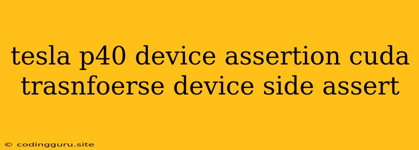 Tesla P40 Device Assertion Cuda Trasnfoerse Device Side Assert