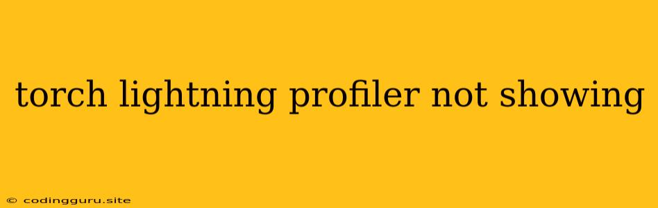 Torch Lightning Profiler Not Showing
