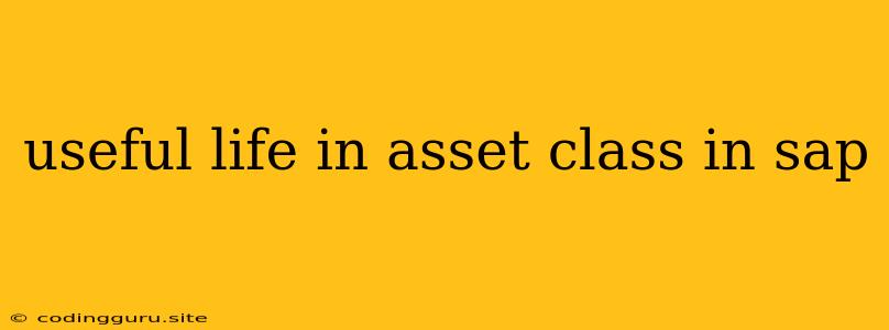 Useful Life In Asset Class In Sap