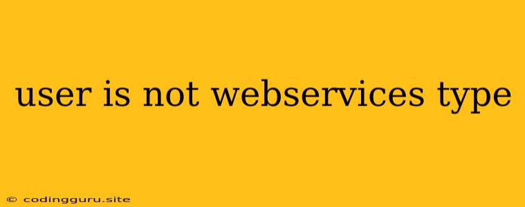 User Is Not Webservices Type