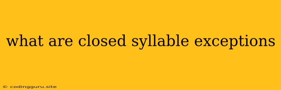 What Are Closed Syllable Exceptions