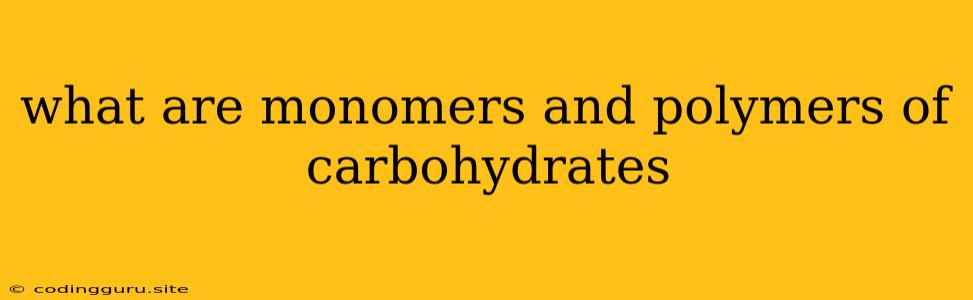 What Are Monomers And Polymers Of Carbohydrates