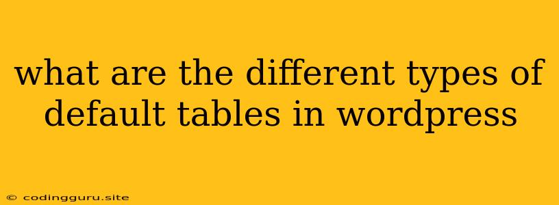 What Are The Different Types Of Default Tables In Wordpress