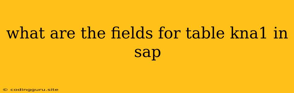 What Are The Fields For Table Kna1 In Sap