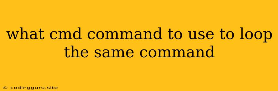 What Cmd Command To Use To Loop The Same Command