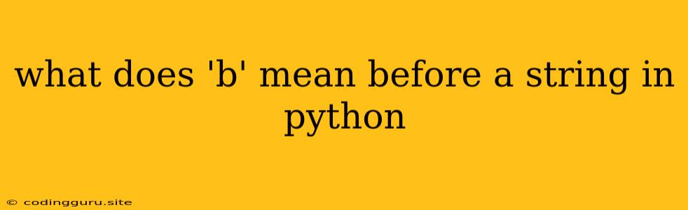 What Does 'b' Mean Before A String In Python