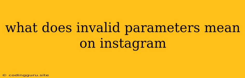 What Does Invalid Parameters Mean On Instagram