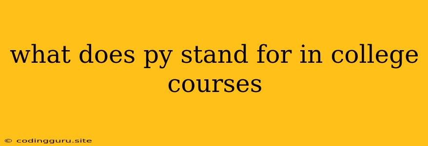 What Does Py Stand For In College Courses