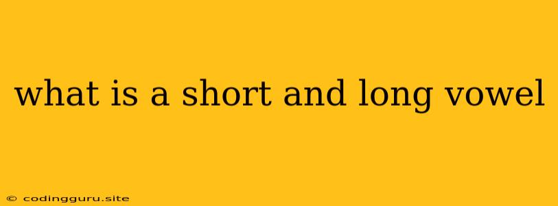 What Is A Short And Long Vowel