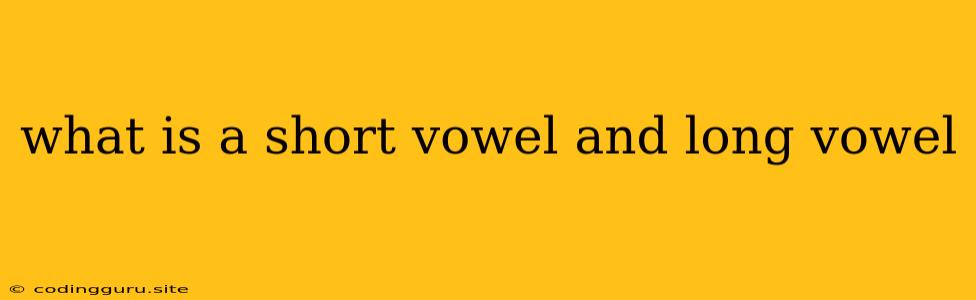 What Is A Short Vowel And Long Vowel