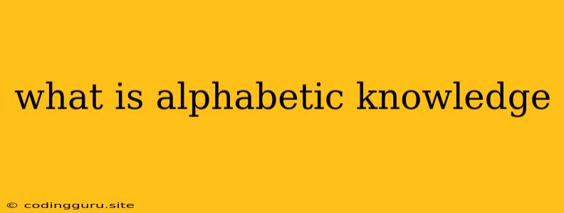 What Is Alphabetic Knowledge