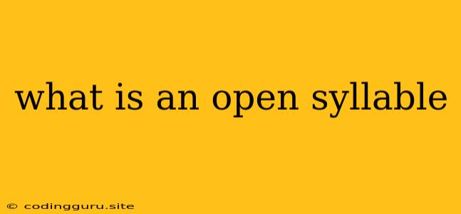 What Is An Open Syllable