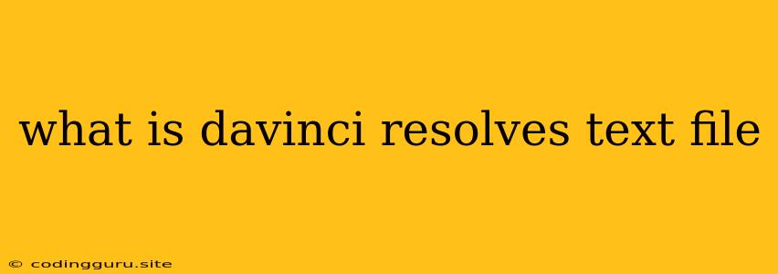 What Is Davinci Resolves Text File