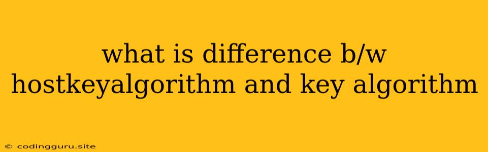 What Is Difference B/w Hostkeyalgorithm And Key Algorithm