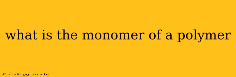 What Is The Monomer Of A Polymer