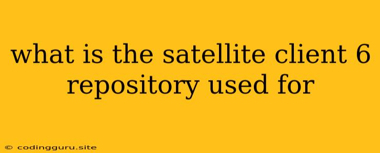 What Is The Satellite Client 6 Repository Used For