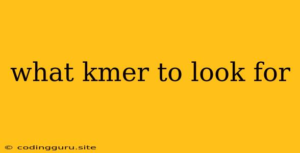 What Kmer To Look For